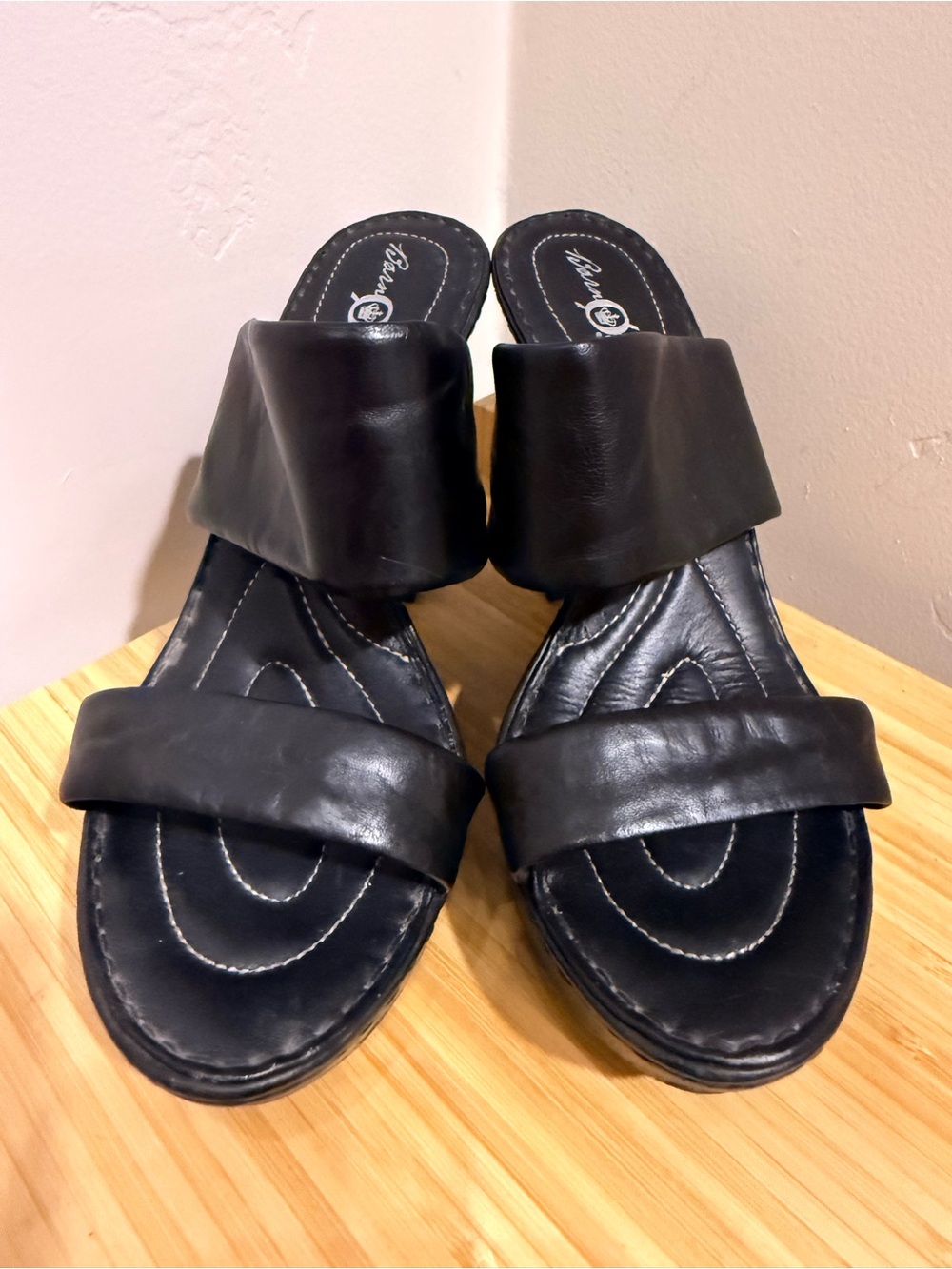 Born Black Double-Band Slide Mules